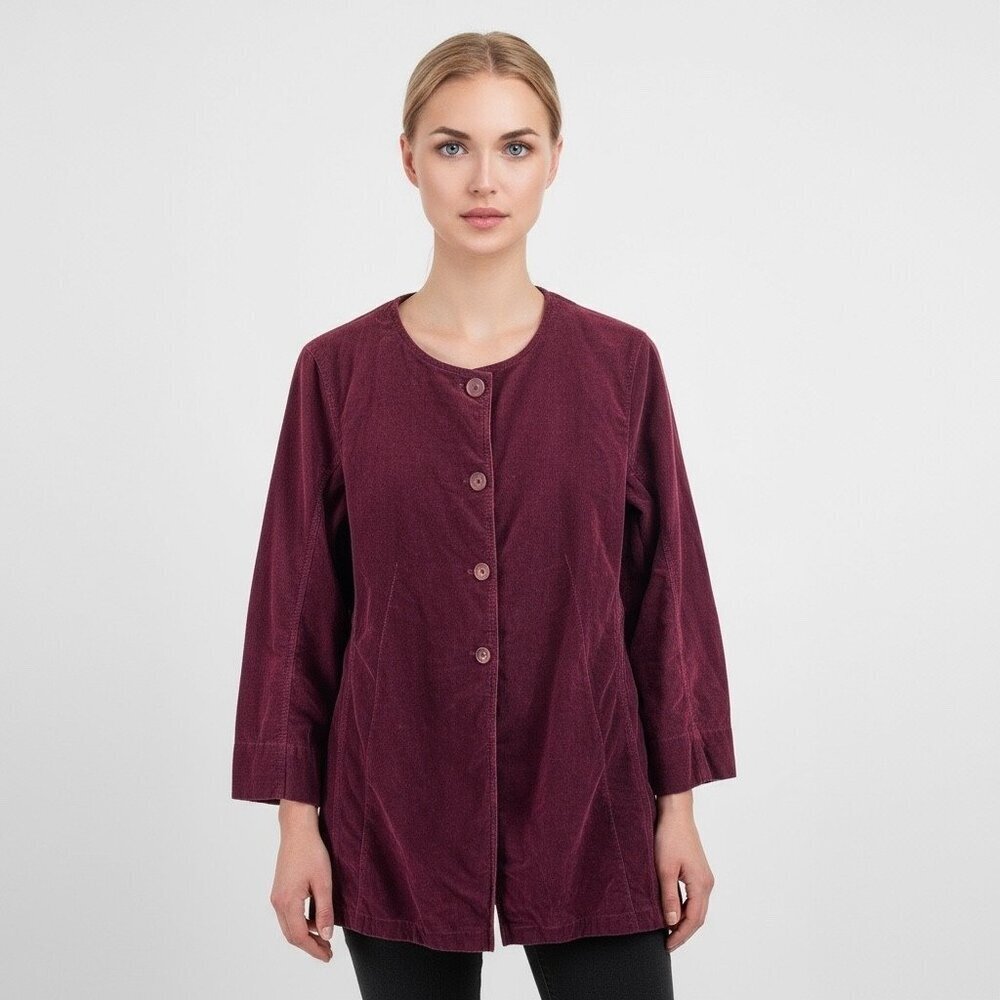 OSKA Burgundy Corduroy Button Front Jacket – Cotton/Elastane – Women’s Size 1/S